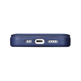 iCarer CE Premium Leather Folio dėklas iPhone 14 Plus , magnetinis atlenkiamas odinis dėklas MagSafe , mėlynas (WMI14220715-BU)