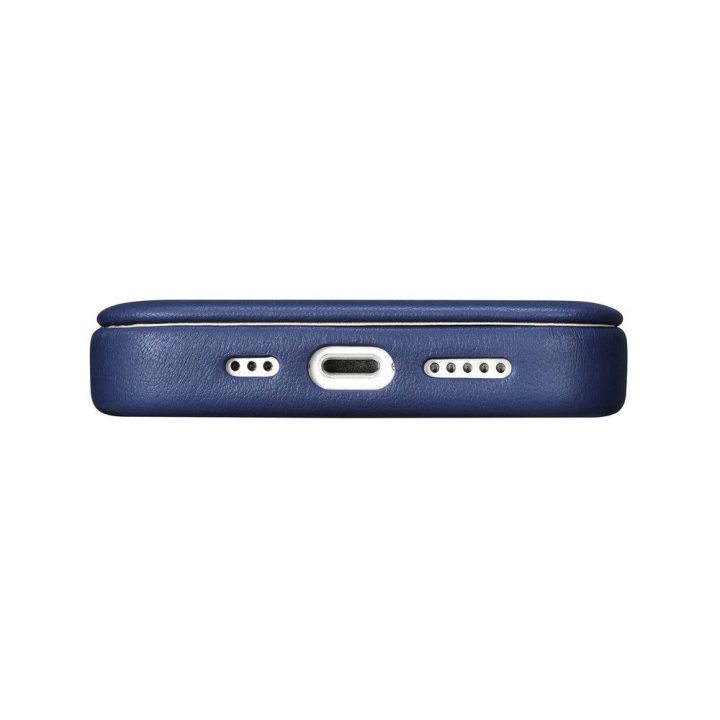 iCarer CE Premium Leather Folio dėklas iPhone 14 Plus , magnetinis atlenkiamas odinis dėklas MagSafe , mėlynas (WMI14220715-BU)