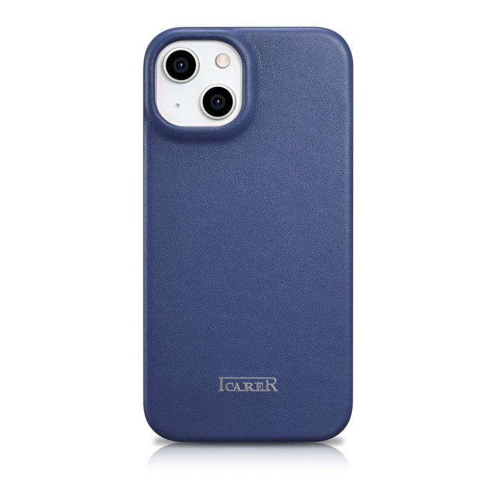 iCarer CE Premium Leather Folio dėklas iPhone 14 Plus , magnetinis atlenkiamas odinis dėklas MagSafe , mėlynas (WMI14220715-BU)