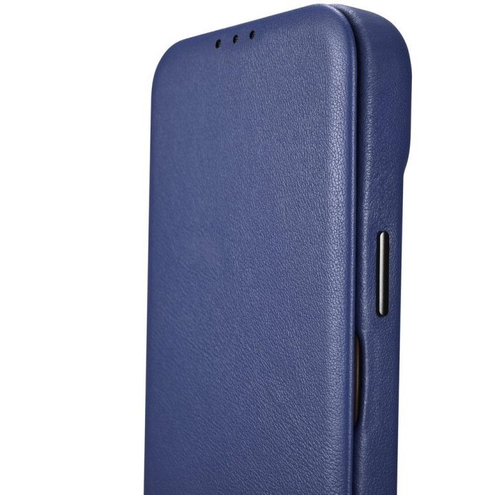 iCarer CE Premium Leather Folio dėklas iPhone 14 Plus , magnetinis atlenkiamas odinis dėklas MagSafe , mėlynas (WMI14220715-BU)