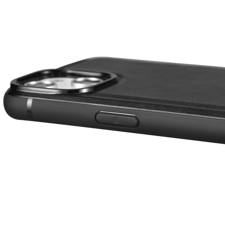 iCarer Leather Oil Wax dėklas iš natūralios odos, skirtas iPhone 14 Plus , juodas (WMI14220719-BK)