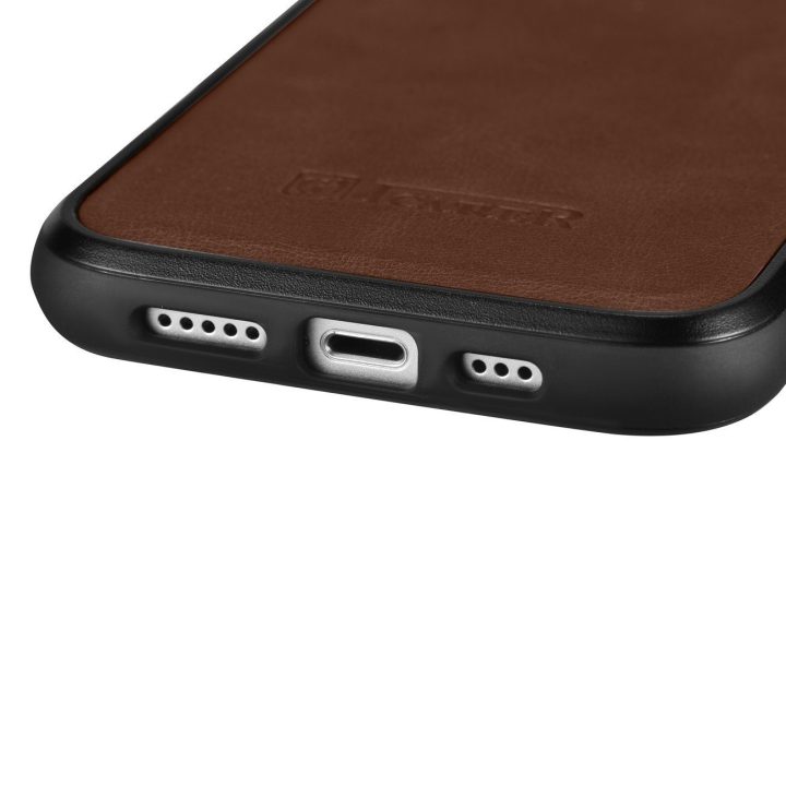 iCarer Leather Oil Wax natūralios odos dėklas iPhone 14 Plus (suderinamas su MagSafe ), rudas (WMI14220719-BN)