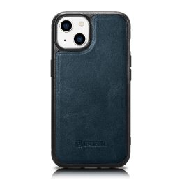 iCarer Leather Oil Wax dėklas iš natūralios odos iPhone 14 Plus, mėlynas (WMI14220719-BU)