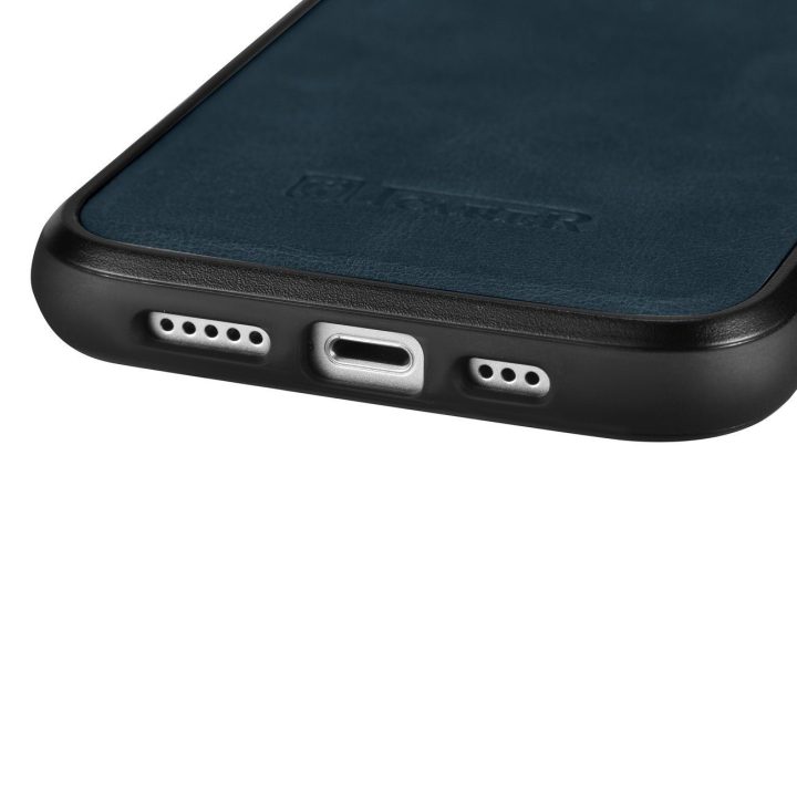 iCarer Leather Oil Wax dėklas iš natūralios odos iPhone 14 Plus, mėlynas (WMI14220719-BU)