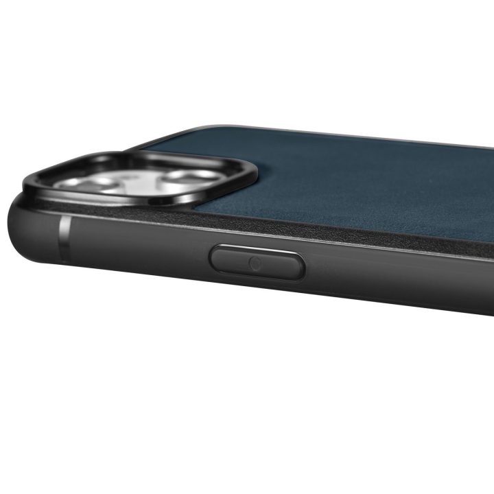 iCarer Leather Oil Wax dėklas iš natūralios odos iPhone 14 Plus, mėlynas (WMI14220719-BU)