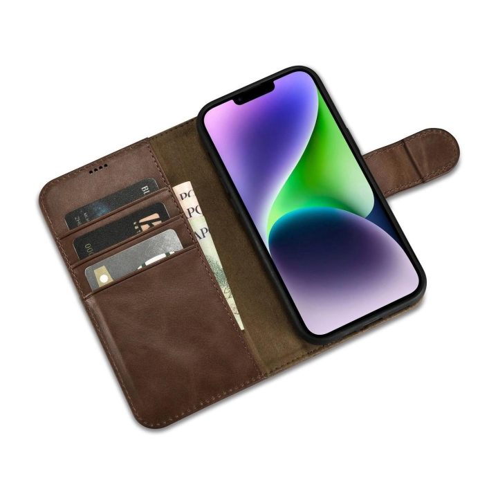 iCarer Oil Wax piniginės dėklas 2in1 dangtelis iPhone 14 Plus Anti BN)