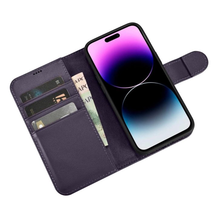 iCarer piniginės dėklas 2in1 iPhone 14 Pro dangtelis Anti DP)