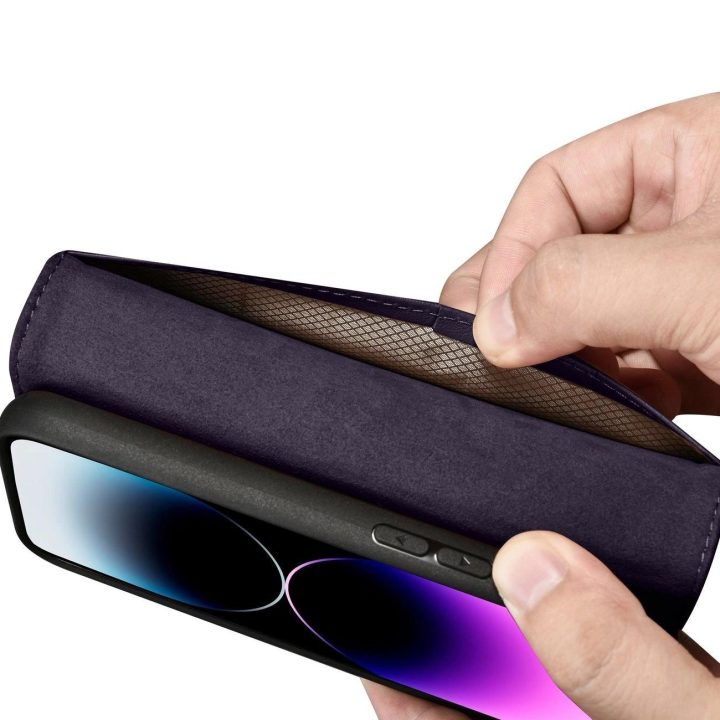 iCarer piniginės dėklas 2in1 iPhone 14 Pro dangtelis Anti DP)