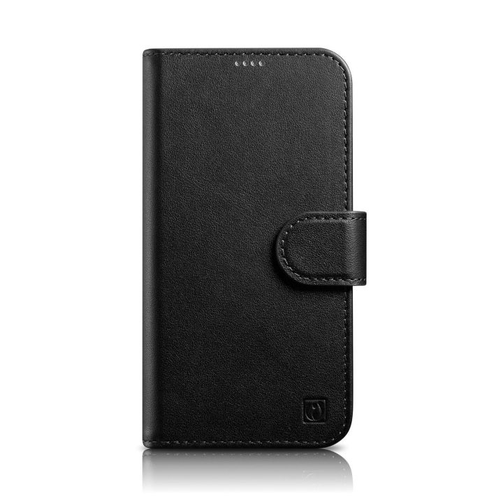 iCarer piniginės dėklas iPhone 14 Plus 2in1 dangtelis iPhone 14 Plus , apsaugotas nuo RFID, odinis flip dėklas, juodas (WMI14220