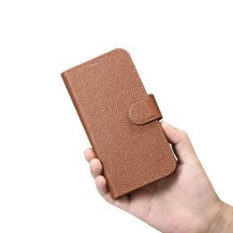 iCarer piniginės dėklas iPhone 14 Plus 2in1 dangtelis iPhone 14 Plus , apsaugotas nuo RFID, odinis flip dėklas, rudos spalvos (W