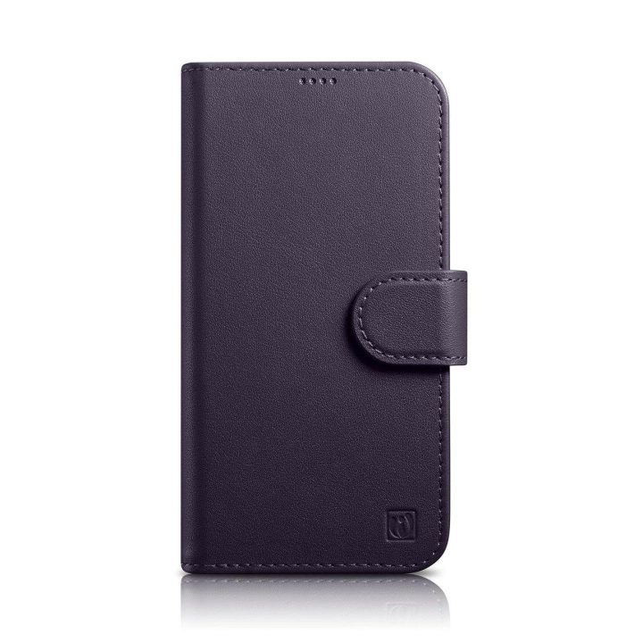 iCarer piniginės dėklas iPhone 14 Plus 2in1 dangtelis iPhone 14 Plus , apsaugotas nuo RFID, odinis flip dėklas tamsiai violetinė