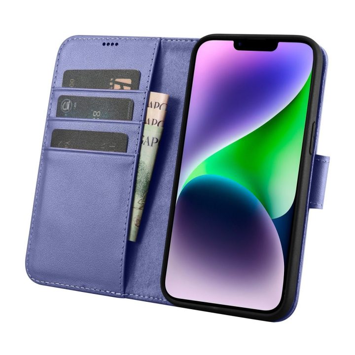iCarer piniginės dėklas iPhone 14 Plus 2in1 dangtelis Anti LP)