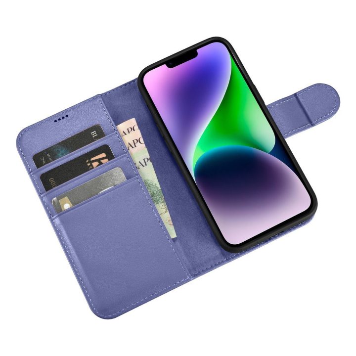 iCarer piniginės dėklas iPhone 14 Plus 2in1 dangtelis Anti LP)