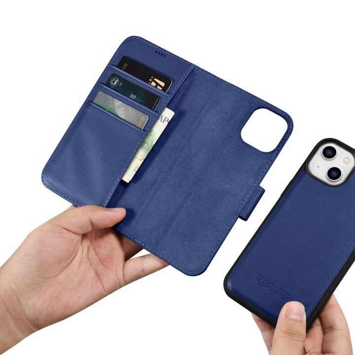 iCarer piniginės dėklas iPhone 14 Plus 2in1 dangtelis Anti BU)