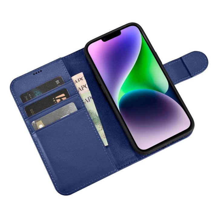 iCarer piniginės dėklas iPhone 14 Plus 2in1 dangtelis Anti BU)