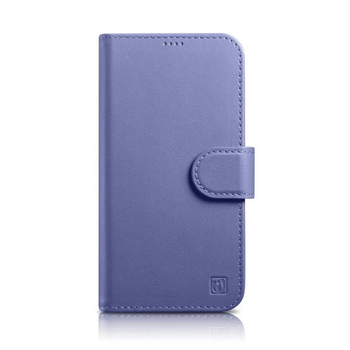 iCarer piniginės dėklas 2in1 iPhone 14 Pro Max odinis flip dangtelis su apsauga nuo RFID šviesiai violetinės spalvos (WMI1422072