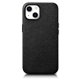 iCarer Case odinis dangtelis iPhone 14 Plus tikros odos dėklas, juodas (suderinamas su MagSafe )