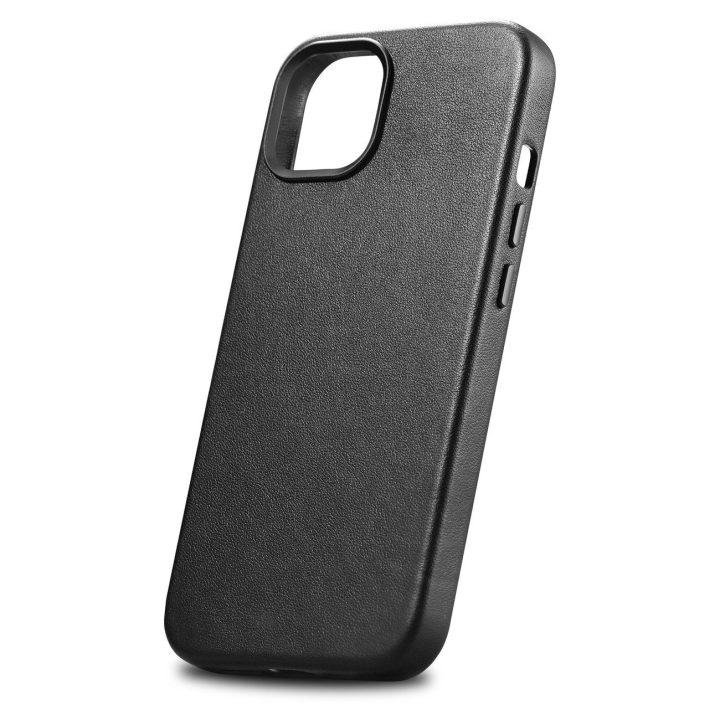 iCarer Case odinis dangtelis iPhone 14 Plus tikros odos dėklas, juodas (suderinamas su MagSafe )