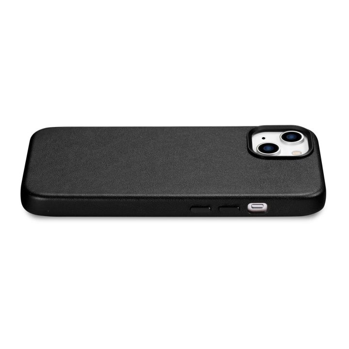 iCarer Case odinis dangtelis iPhone 14 Plus tikros odos dėklas, juodas (suderinamas su MagSafe )