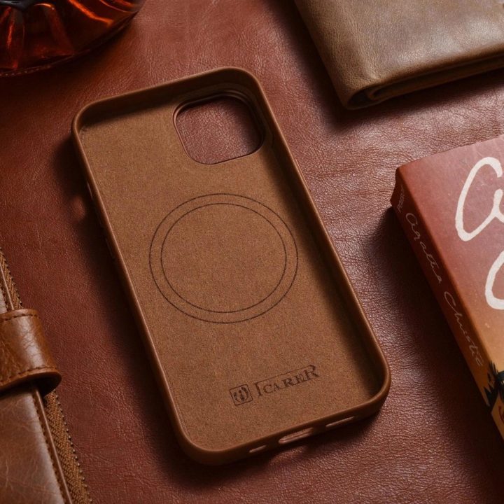 iCarer Case odinis dėklas, skirtas iPhone 14 Plus , rudas (suderinamas su MagSafe )