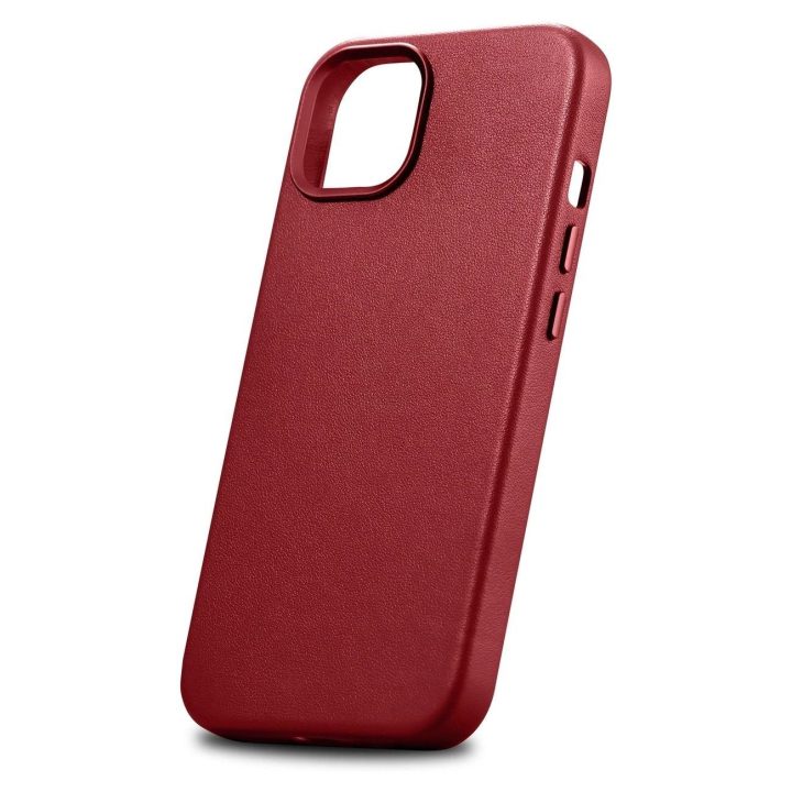 iCarer Case odinis natūralios odos dėklas, skirtas iPhone 14 Plus , raudonas (suderinamas su MagSafe )