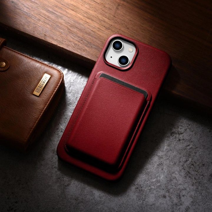 iCarer Case odinis natūralios odos dėklas, skirtas iPhone 14 Plus , raudonas (suderinamas su MagSafe )