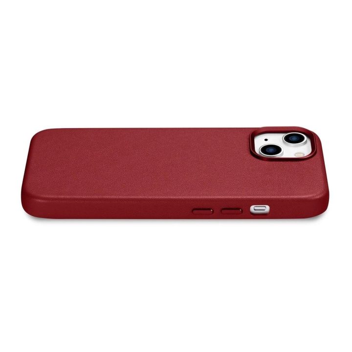 iCarer Case odinis natūralios odos dėklas, skirtas iPhone 14 Plus , raudonas (suderinamas su MagSafe )