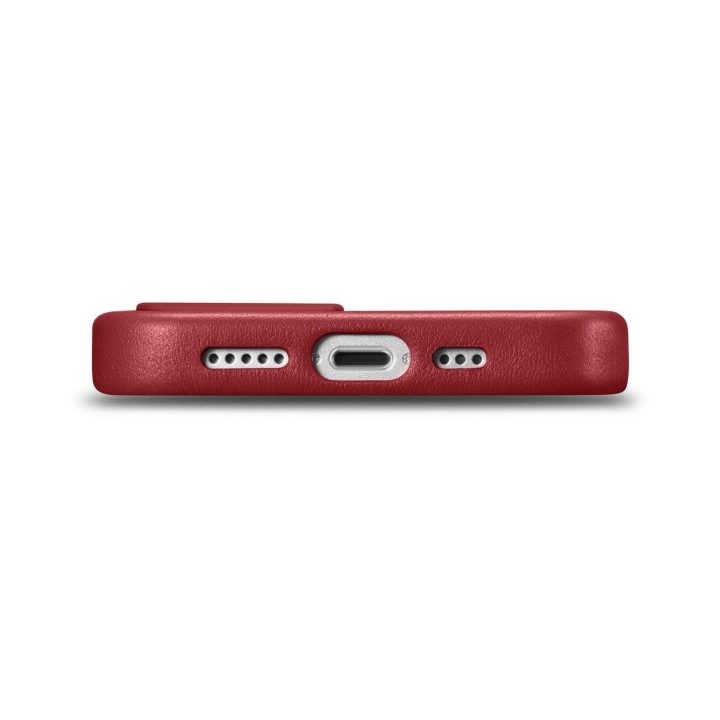 iCarer Case odinis natūralios odos dėklas, skirtas iPhone 14 Plus , raudonas (suderinamas su MagSafe )