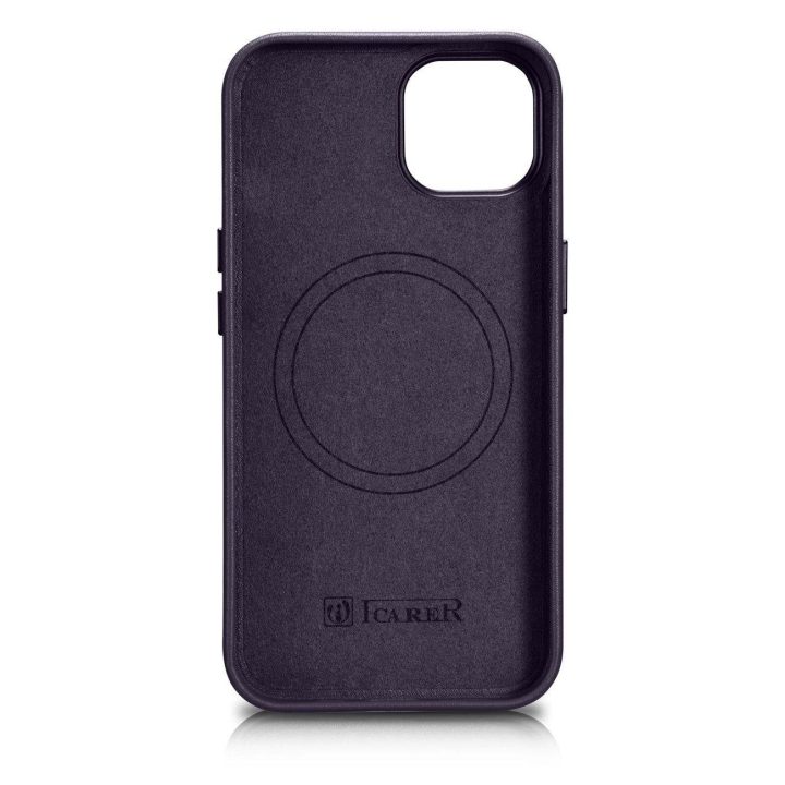 iCarer Case odinis dangtelis iPhone 14 Plus tamsiai violetinės spalvos dėklas (suderinamas su MagSafe )