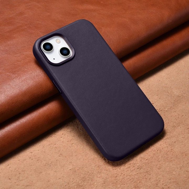 iCarer Case odinis dangtelis iPhone 14 Plus tamsiai violetinės spalvos dėklas (suderinamas su MagSafe )