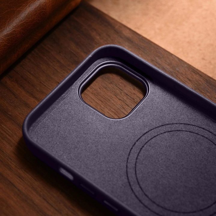 iCarer Case odinis dangtelis iPhone 14 Plus tamsiai violetinės spalvos dėklas (suderinamas su MagSafe )