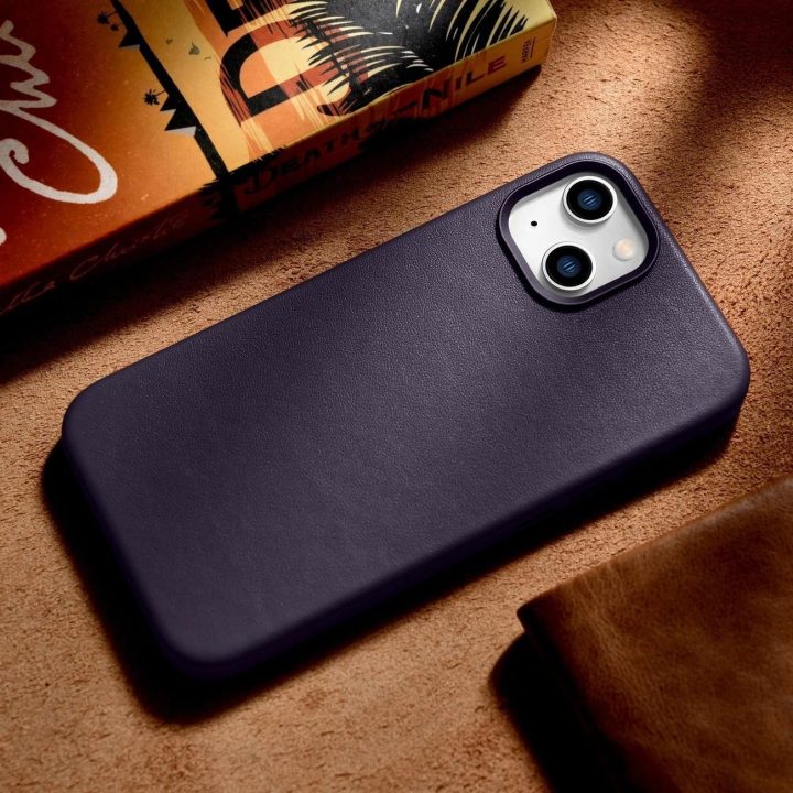 iCarer Case odinis dangtelis iPhone 14 Plus tamsiai violetinės spalvos dėklas (suderinamas su MagSafe )