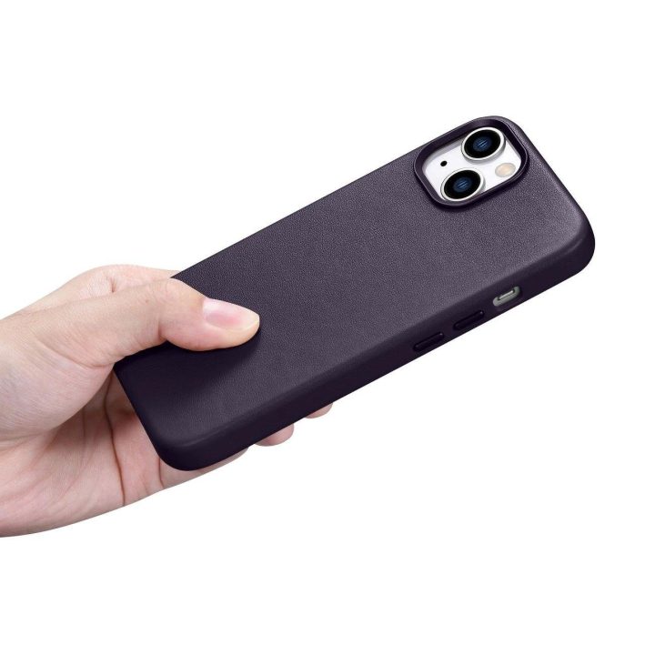 iCarer Case odinis dangtelis iPhone 14 Plus tamsiai violetinės spalvos dėklas (suderinamas su MagSafe )
