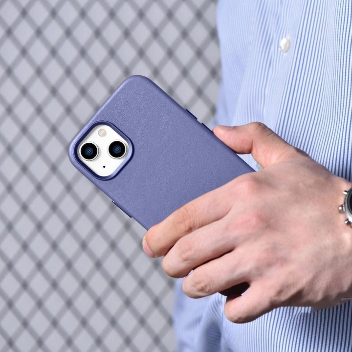 iCarer Case odinis dangtelis iPhone 14 Plus šviesiai violetinės spalvos (suderinamas su MagSafe )