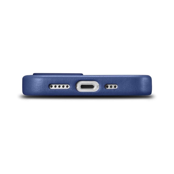 iCarer Case odinis dangtelis iPhone 14 Plus , mėlynos spalvos, iš natūralios odos (suderinamas su MagSafe )