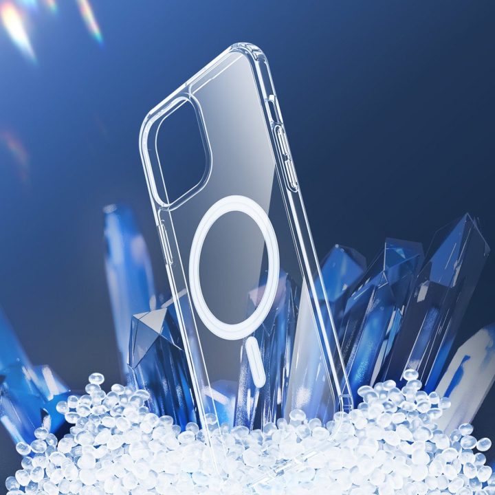 Clin magnetinis dėklas, skirtas iPhone 14 Plus, suderinamas su MagSafe skaidrus