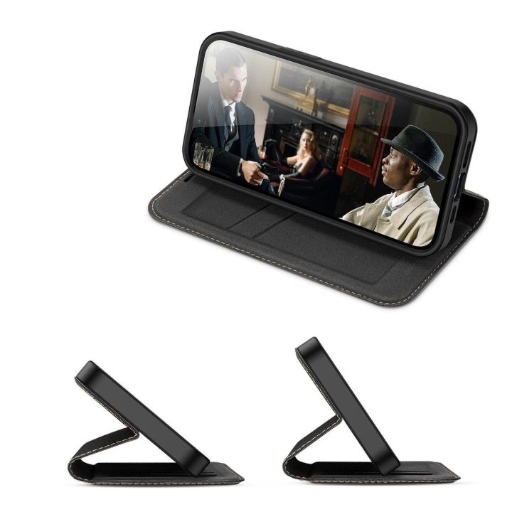 Skin X2 dėklas, skirtas iPhone 14 Plus dėklui su magnetiniu atvartu juodos spalvos