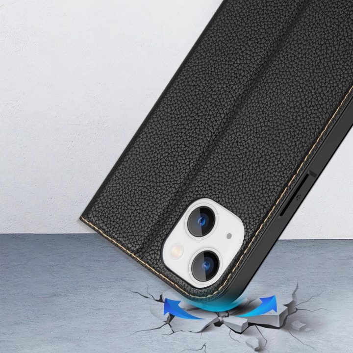 Skin X2 dėklas, skirtas iPhone 14 Plus dėklui su magnetiniu atvartu juodos spalvos