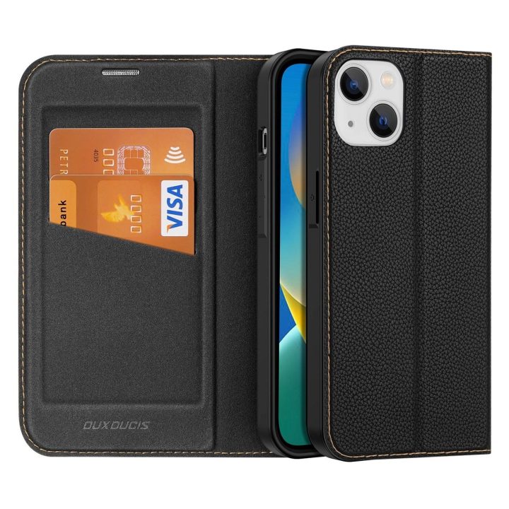 Skin X2 dėklas, skirtas iPhone 14 Plus dėklui su magnetiniu atvartu juodos spalvos