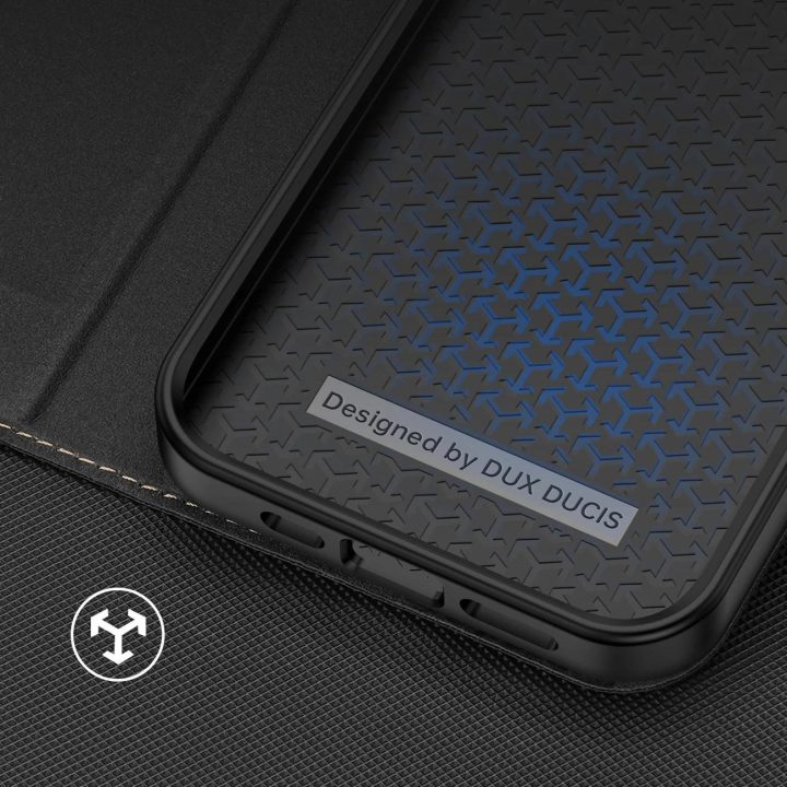 Skin X2 dėklas, skirtas iPhone 14 Plus dėklui su magnetiniu atvartu juodos spalvos