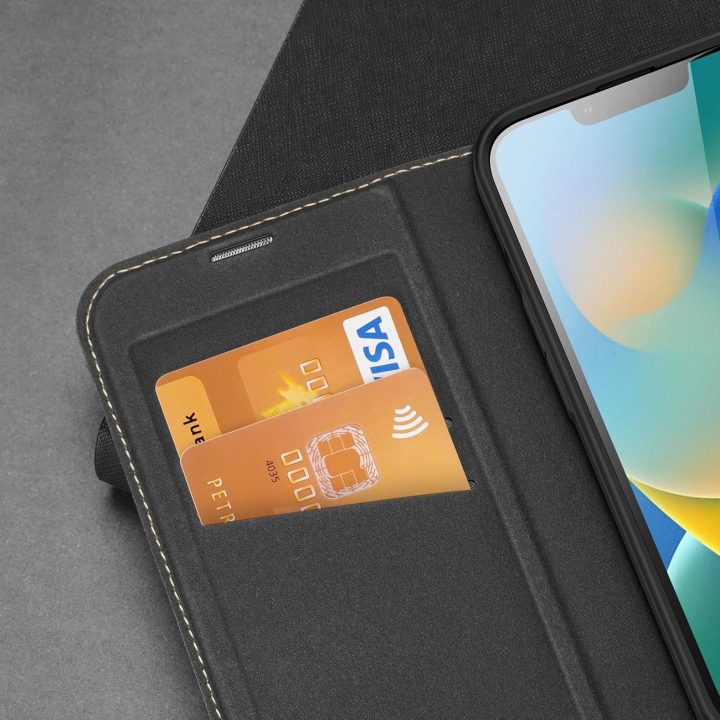 Skin X2 dėklas, skirtas iPhone 14 Plus dėklui su magnetiniu atvartu juodos spalvos
