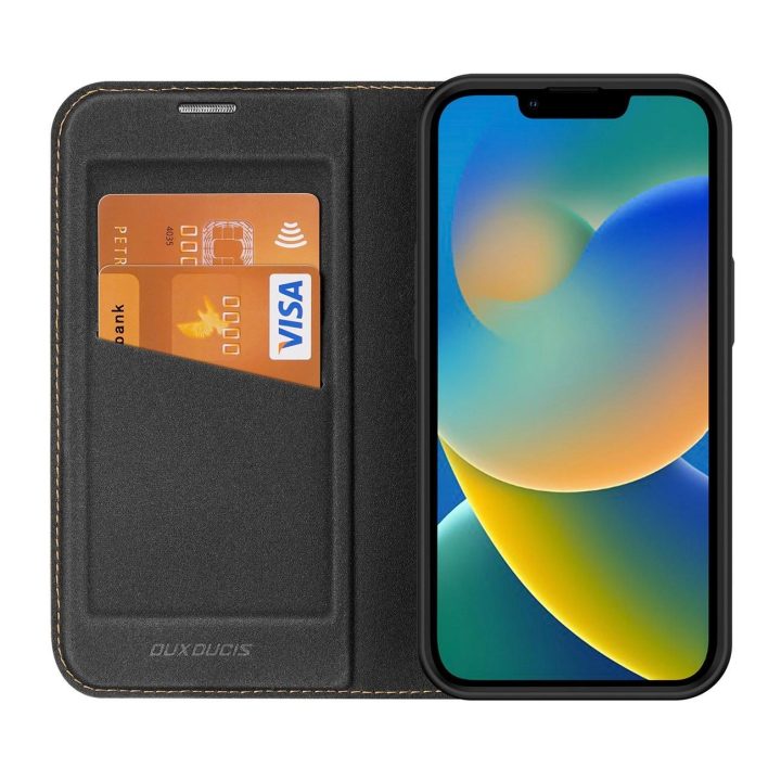 Skin X2 dėklas, skirtas iPhone 14 Plus dėklui su magnetiniu atvartu juodos spalvos