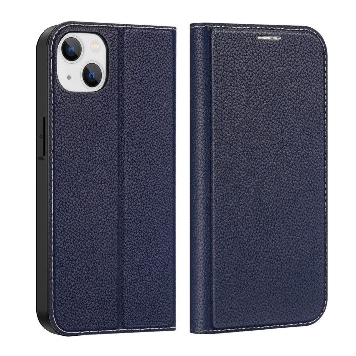 Skin X2 dėklas iPhone 14 Plus dėklui su magnetiniu atvartu mėlynos spalvos