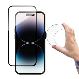 Full Cover Flexi Nano Glass grūdintas stiklas skirtas iPhone 14 Pro Max lankstus su juodu rėmeliu