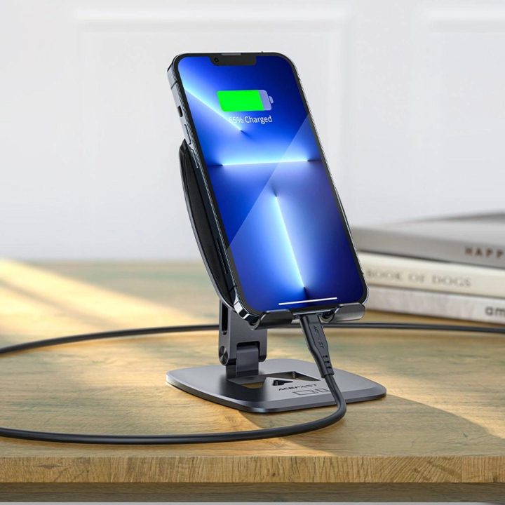 Acefast sulankstomas stovas / telefono laikiklis pilkas (E13)