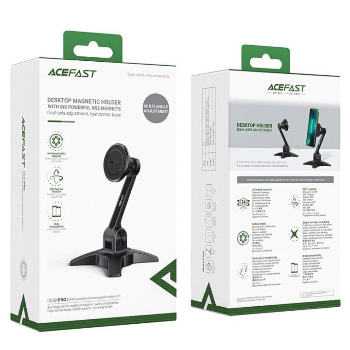 Acefast stovo stovo magnetinis telefono laikiklis juodas (E11)