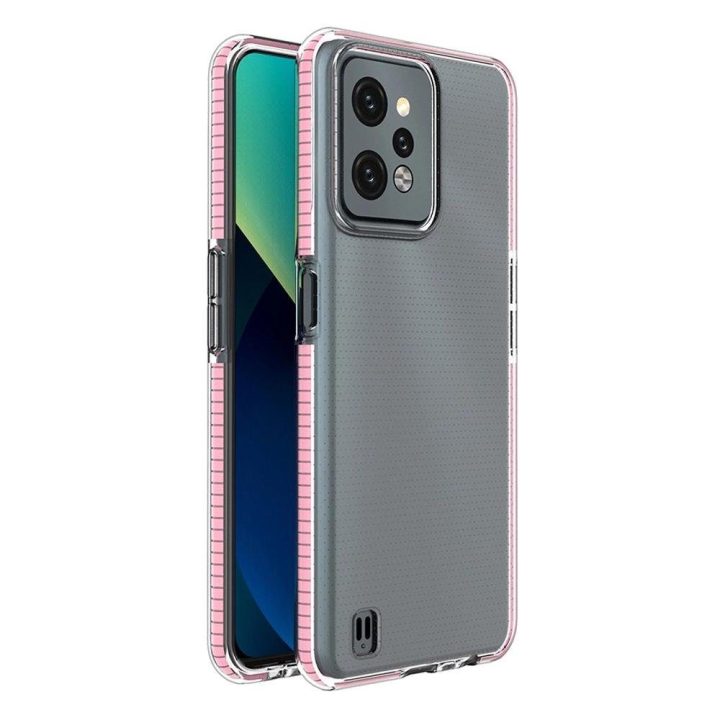 Spring Case for Realme C31 silikoninis dėklas su šviesiai rožiniu rėmeliu