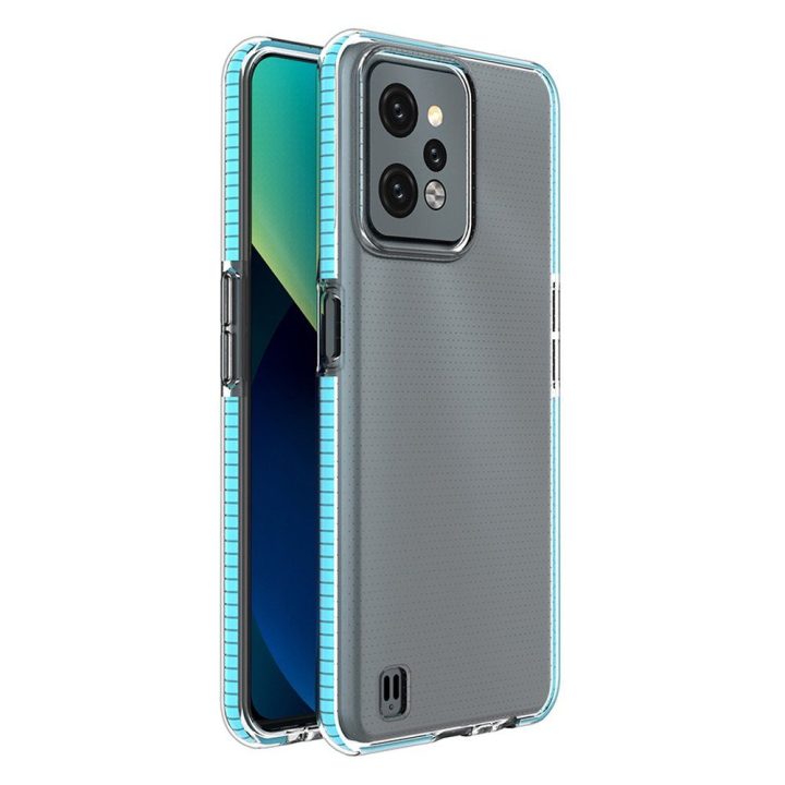 Spring Case for Realme C31 silikoninis dangtelis su šviesiai mėlynos spalvos rėmeliu