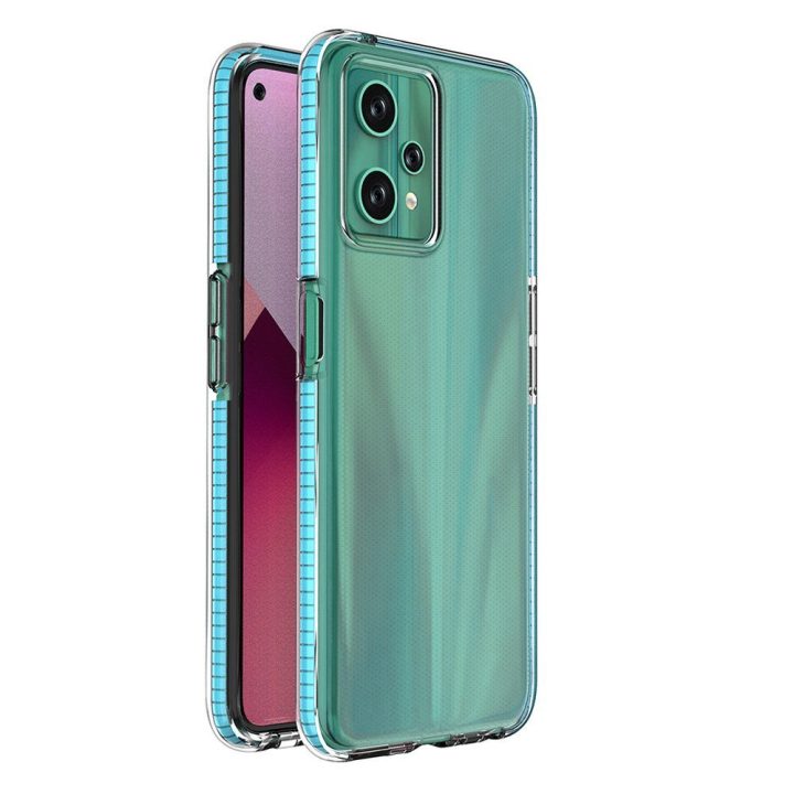 Spring Case for Realme 9 Pro silikoninis dangtelis su šviesiai mėlynu rėmeliu