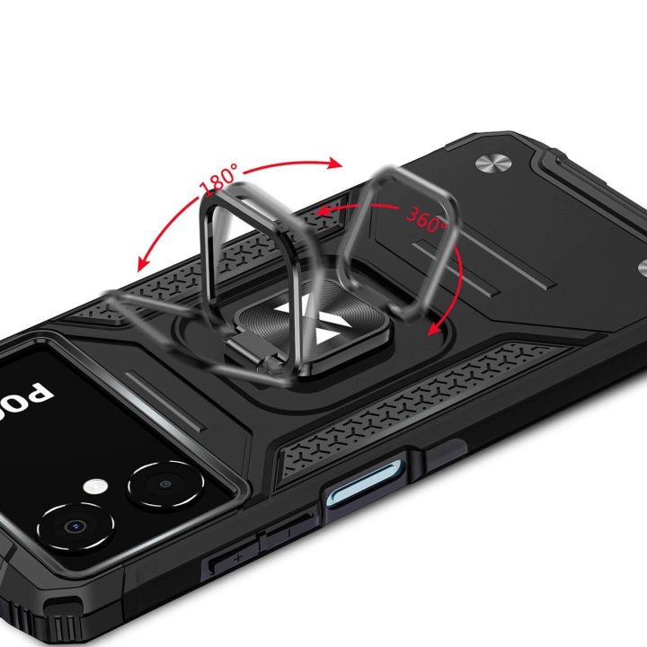 Ring Armor dėklas Samsung Galaxy A03 šarvuoto dangtelio magnetinis laikiklis žiedas juodas